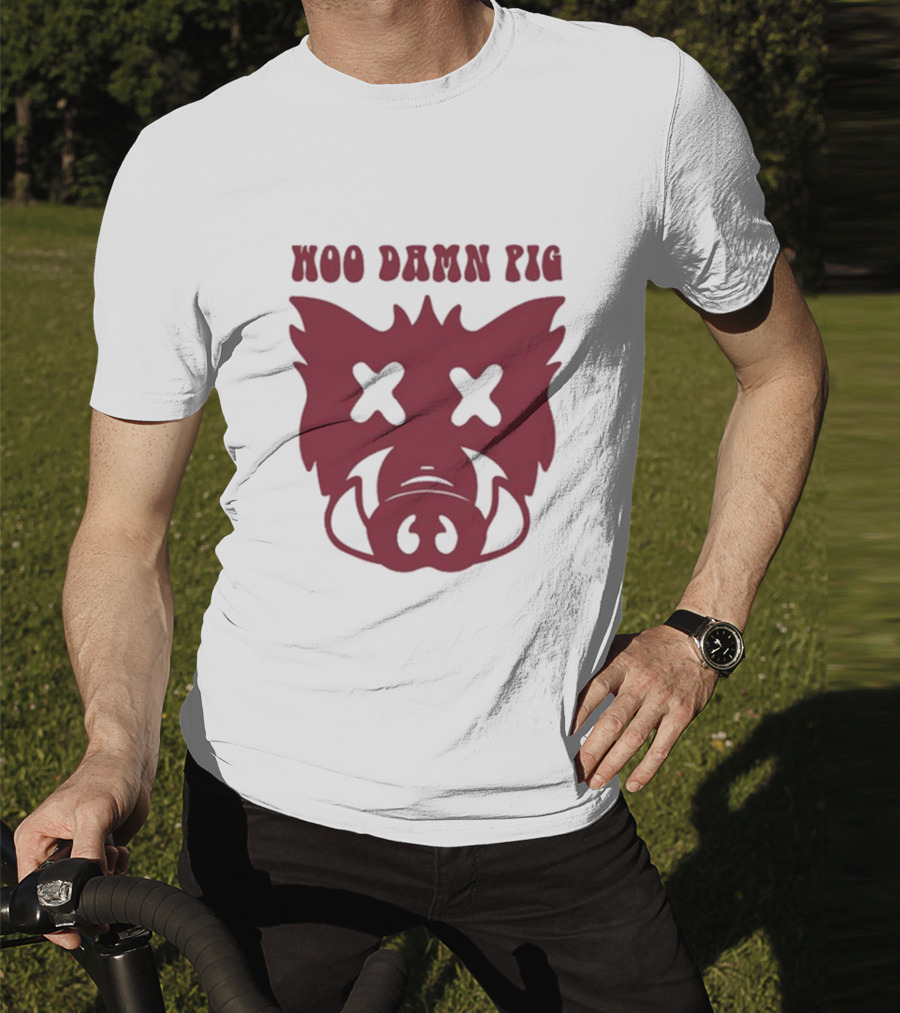 Woo Damn Pig Razorback Silhouette With X Eyes T-Shirt
