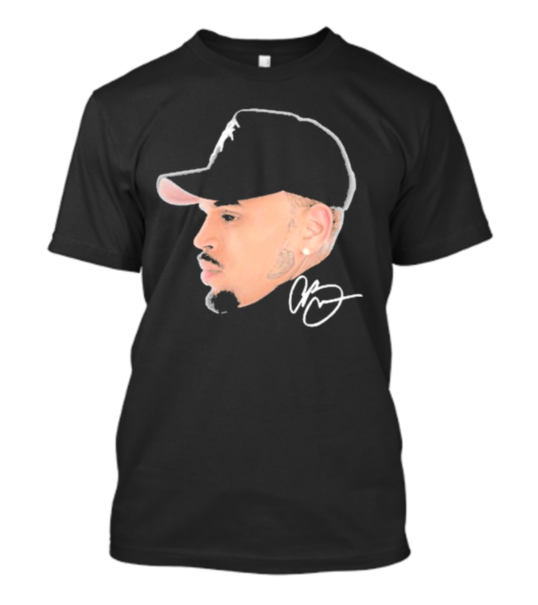 20 Years Of Chris Brown Big Head Signature Cap Profile T-Shirt