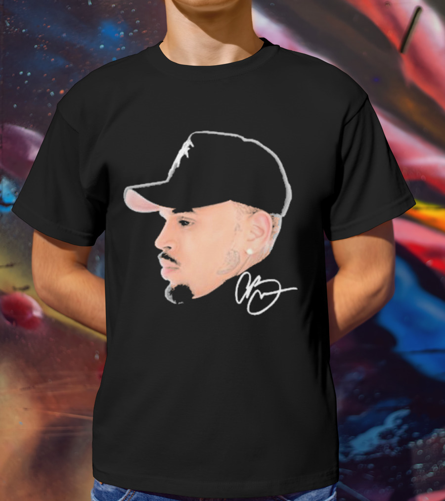 20 Years Of Chris Brown Big Head Signature Cap Profile T-Shirt