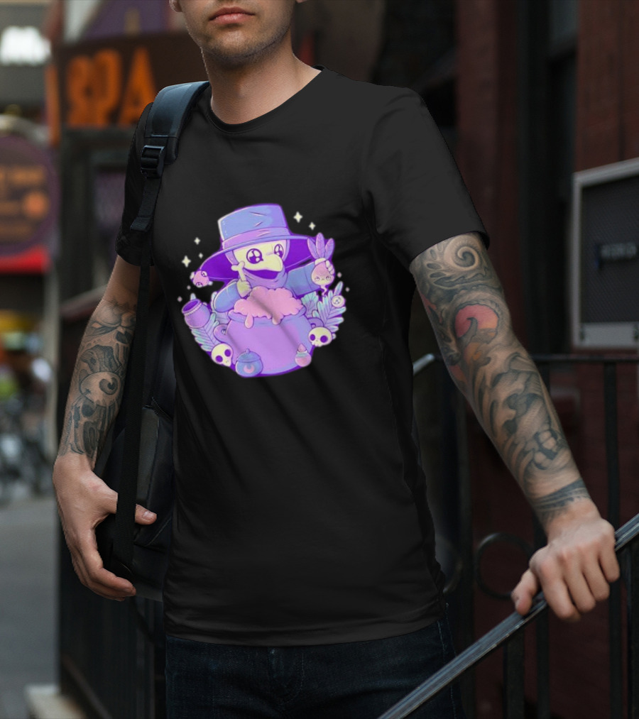 Cute Kawaii Plague Doctor With Potion Cauldron And Skulls T-Shirt
