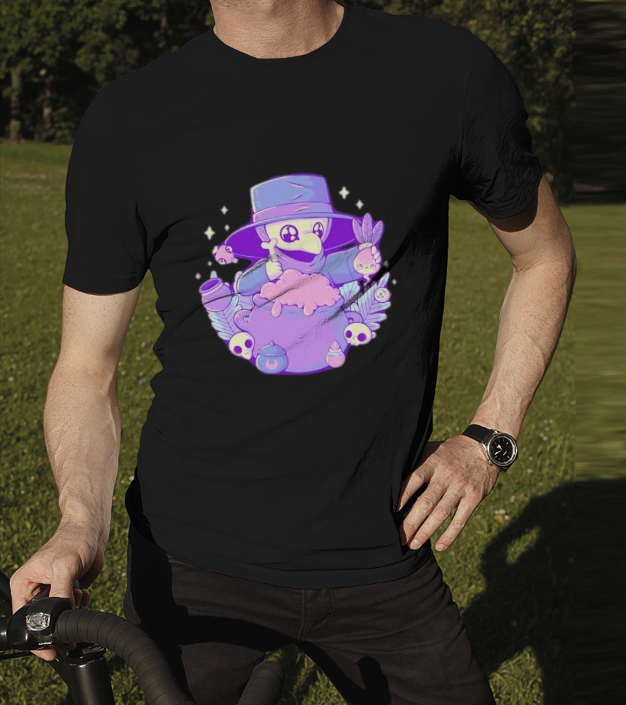 Cute Kawaii Plague Doctor With Potion Cauldron And Skulls T-Shirt