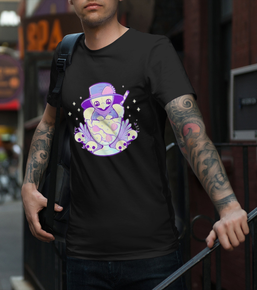 Cute Plague Doctor Ice Cream Delight With Skulls And Stars T-Shirt
