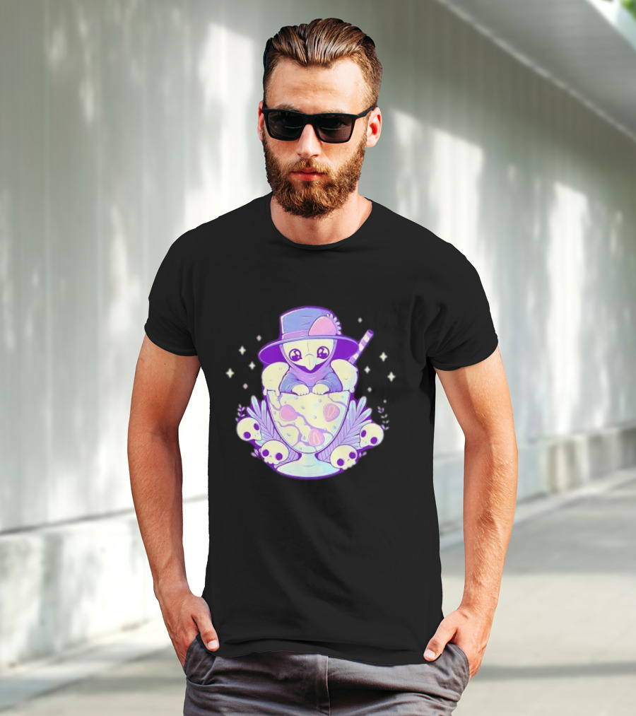 Cute Plague Doctor Ice Cream Delight With Skulls And Stars T-Shirt