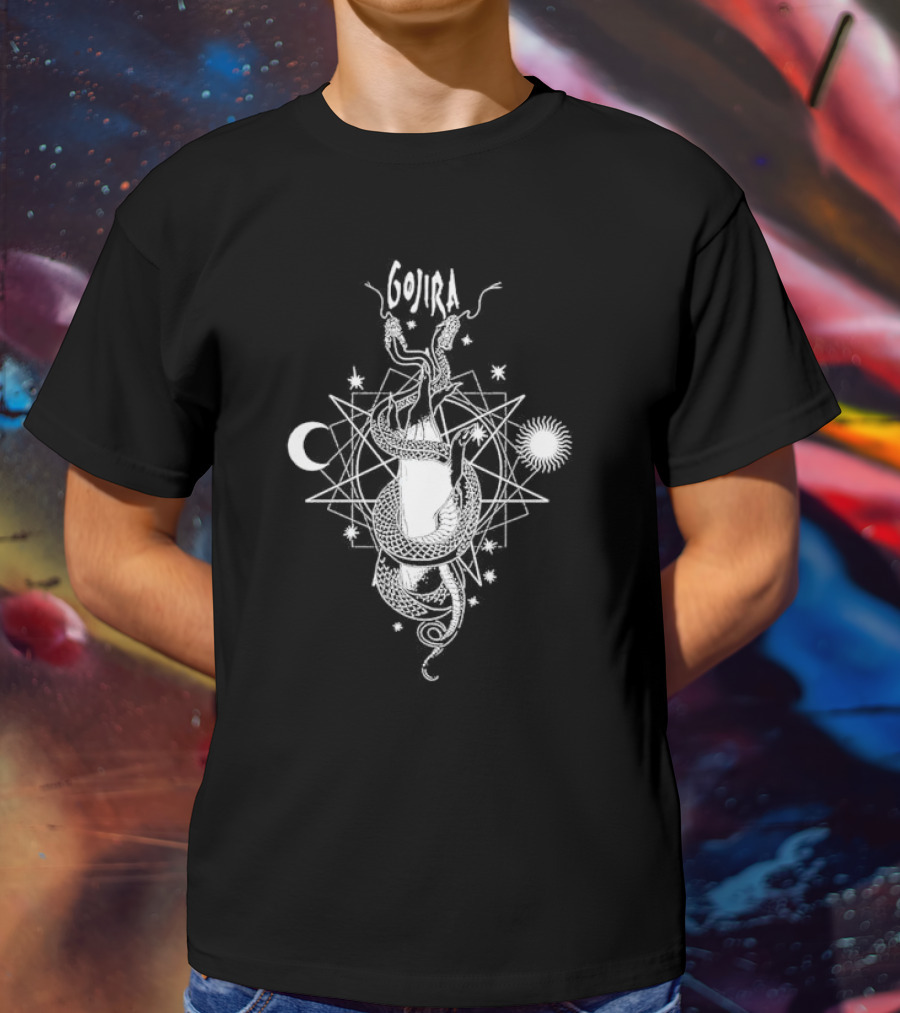 Gojira Celestial Snakes Moon Sun And Stars T-Shirt