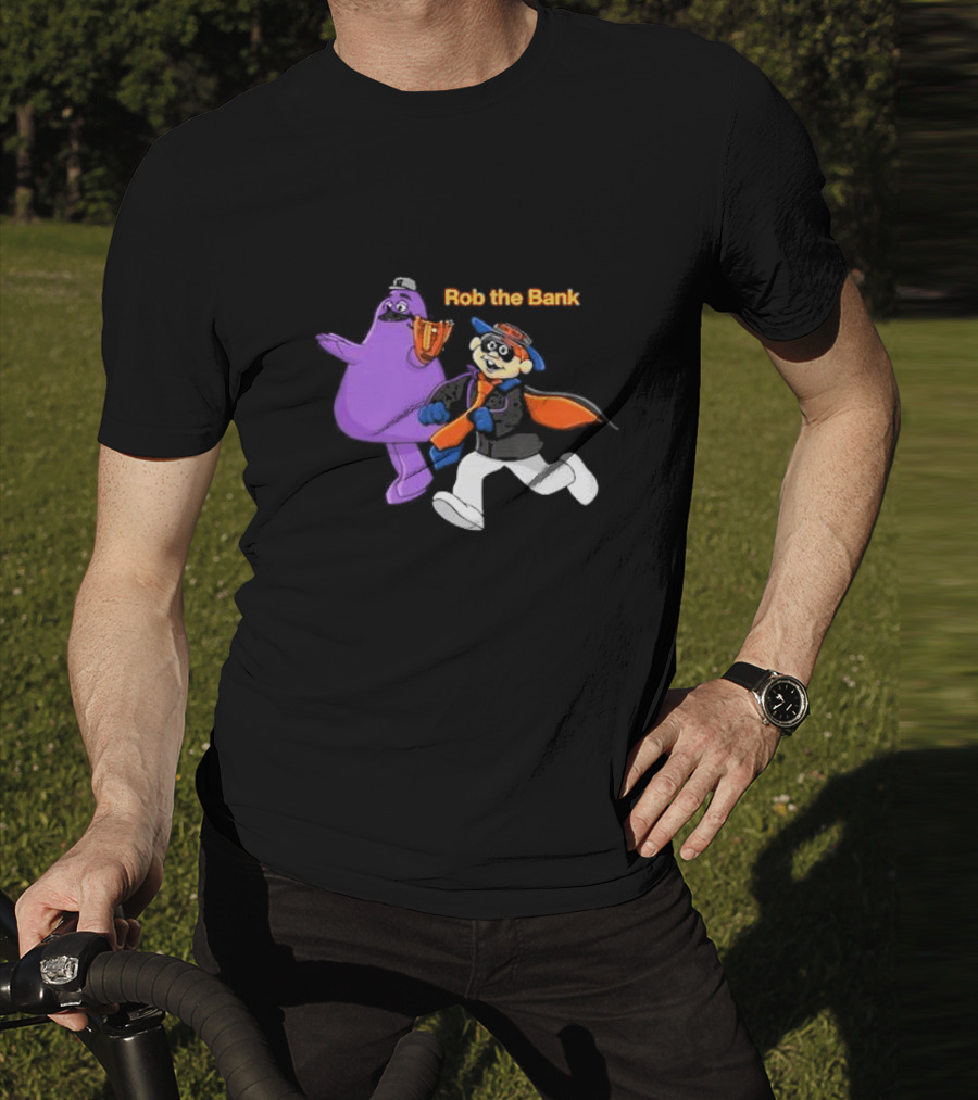 Grimace Monster Accompanies Rob The Bank Heist With Classic Burglar Image T-Shirt