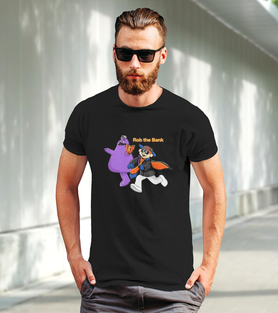 Grimace Monster Accompanies Rob The Bank Heist With Classic Burglar Image T-Shirt
