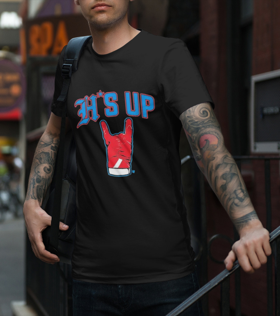 Houston Football H's Up Gesture Red Glove T-Shirt