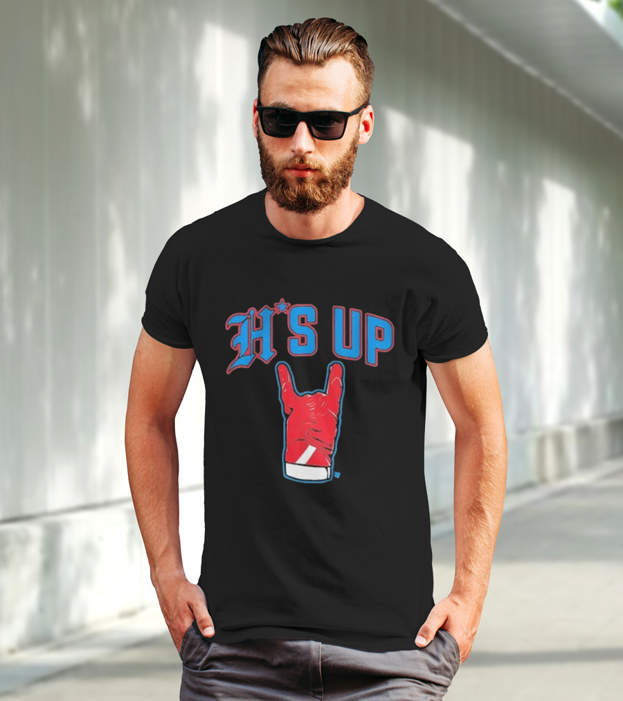 Houston Football H's Up Gesture Red Glove T-Shirt