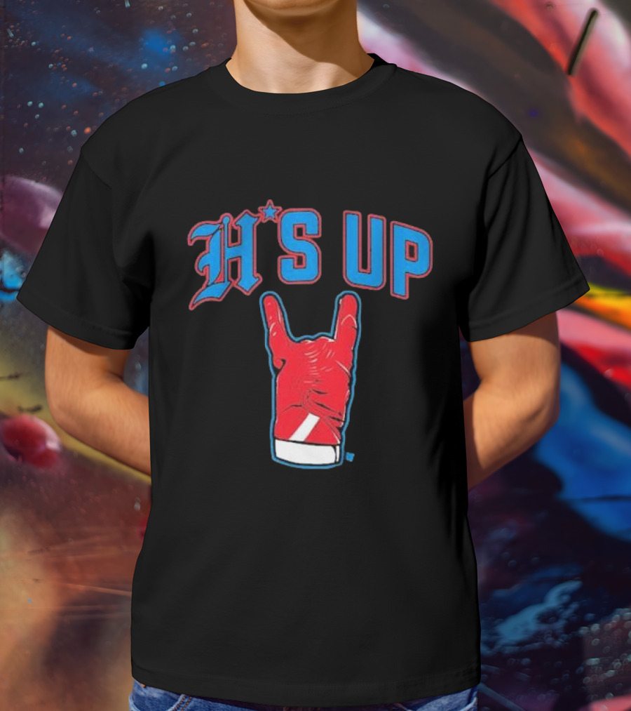 Houston Football H's Up Gesture Red Glove T-Shirt