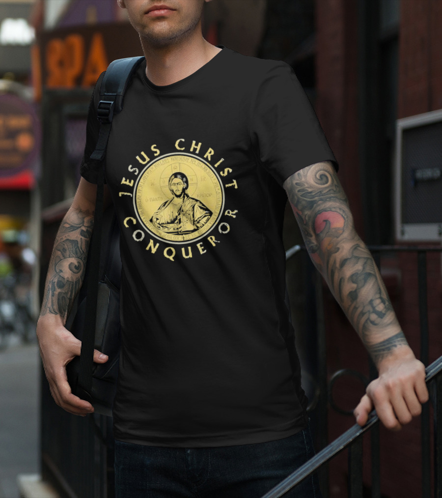 Jesus Christ Conqueror Orthodox Christian Iconography T-Shirt