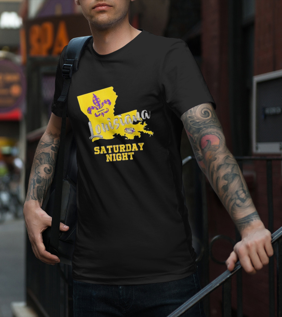 Louisiana Saturday Night LSU Tigers Fleur De Lis T-Shirt