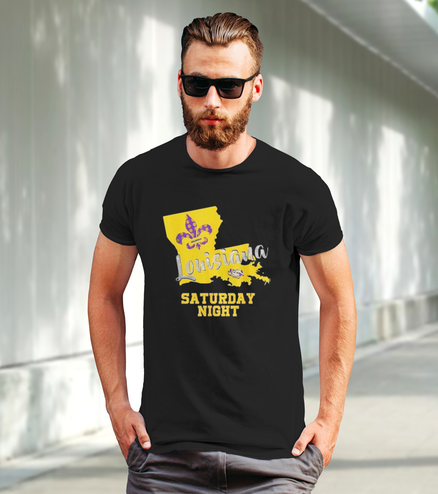 Louisiana Saturday Night LSU Tigers Fleur De Lis T-Shirt