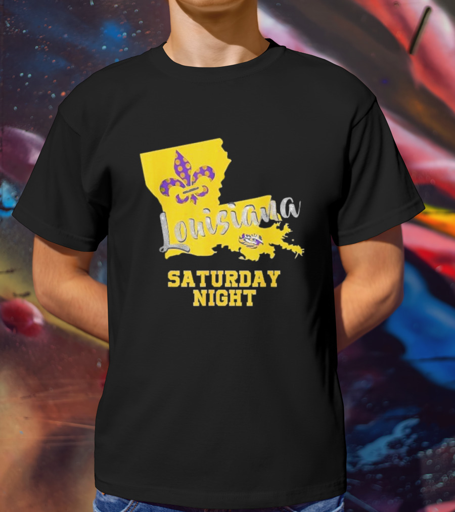 Louisiana Saturday Night LSU Tigers Fleur De Lis T-Shirt