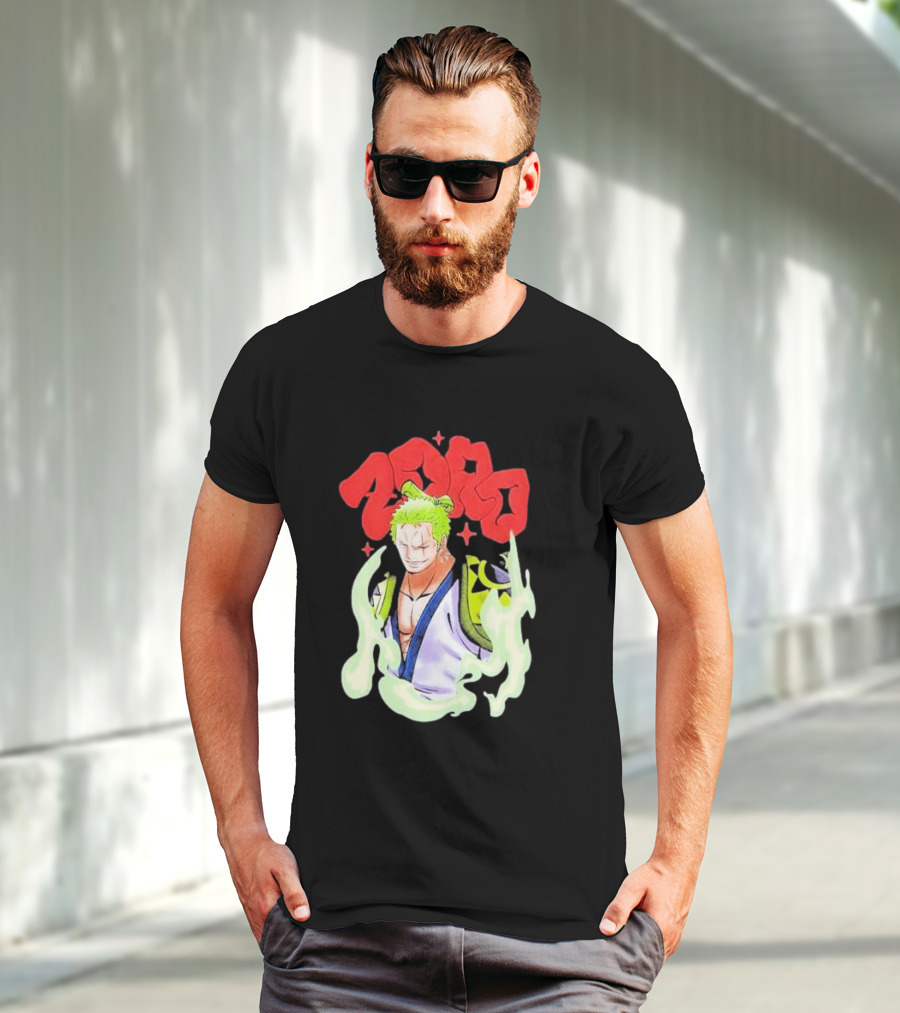 One Piece Zoro Japan Animation Airbrush Style Manga Character T-Shirt
