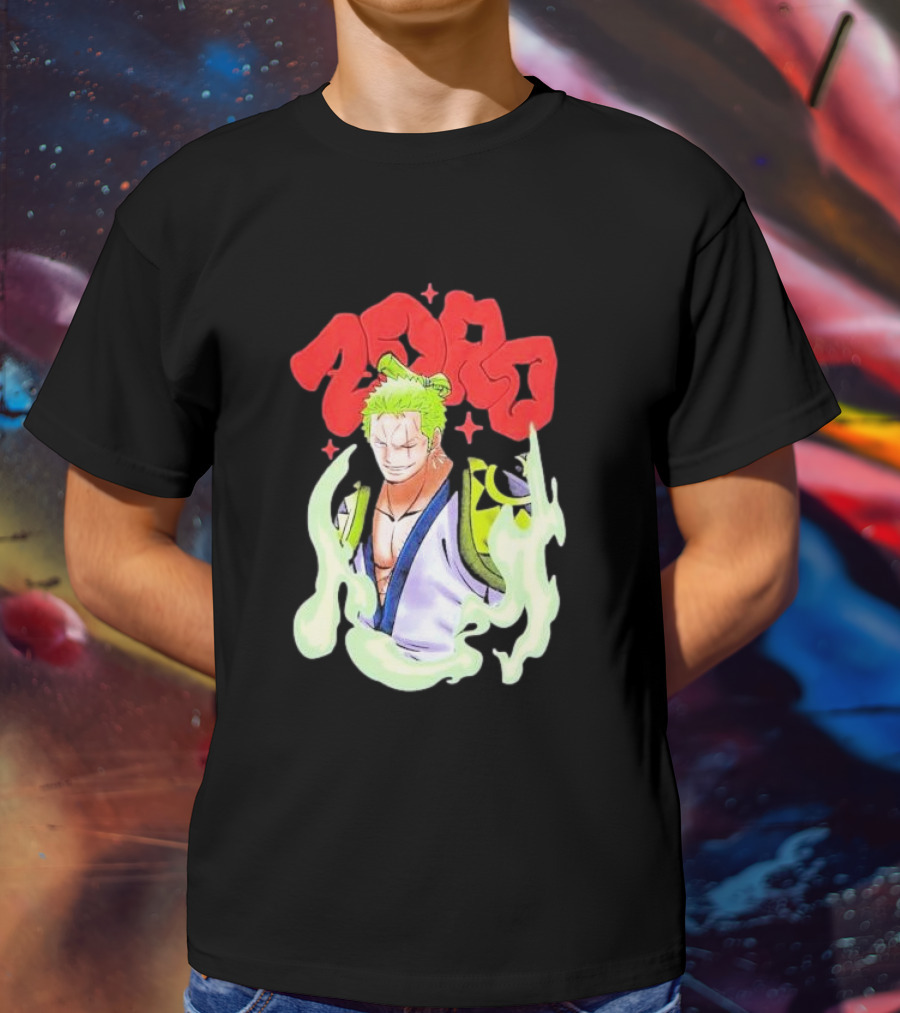 One Piece Zoro Japan Animation Airbrush Style Manga Character T-Shirt