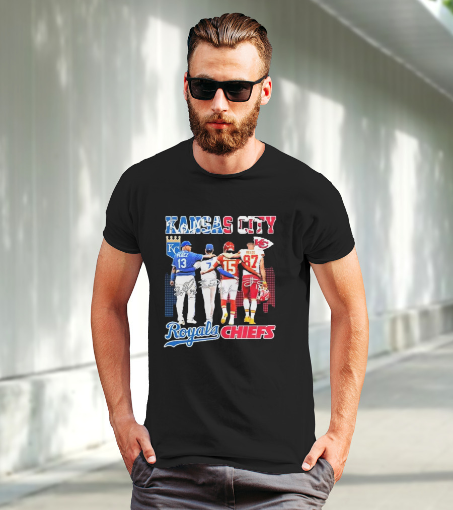 Kansas City Perez Witt Jr Mahomes Kelce Royals Chiefs T-Shirt