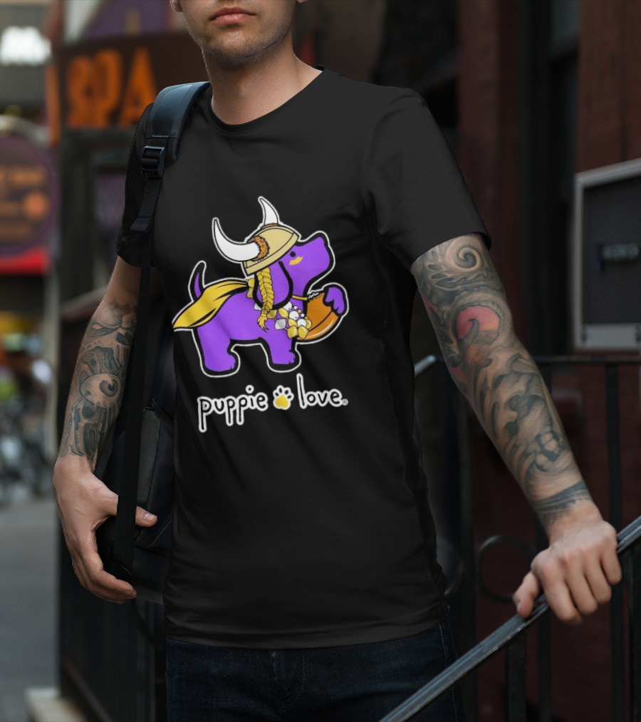 Puppie Love Purple And Gold Viking Pup Minnesota Vikings T-Shirt