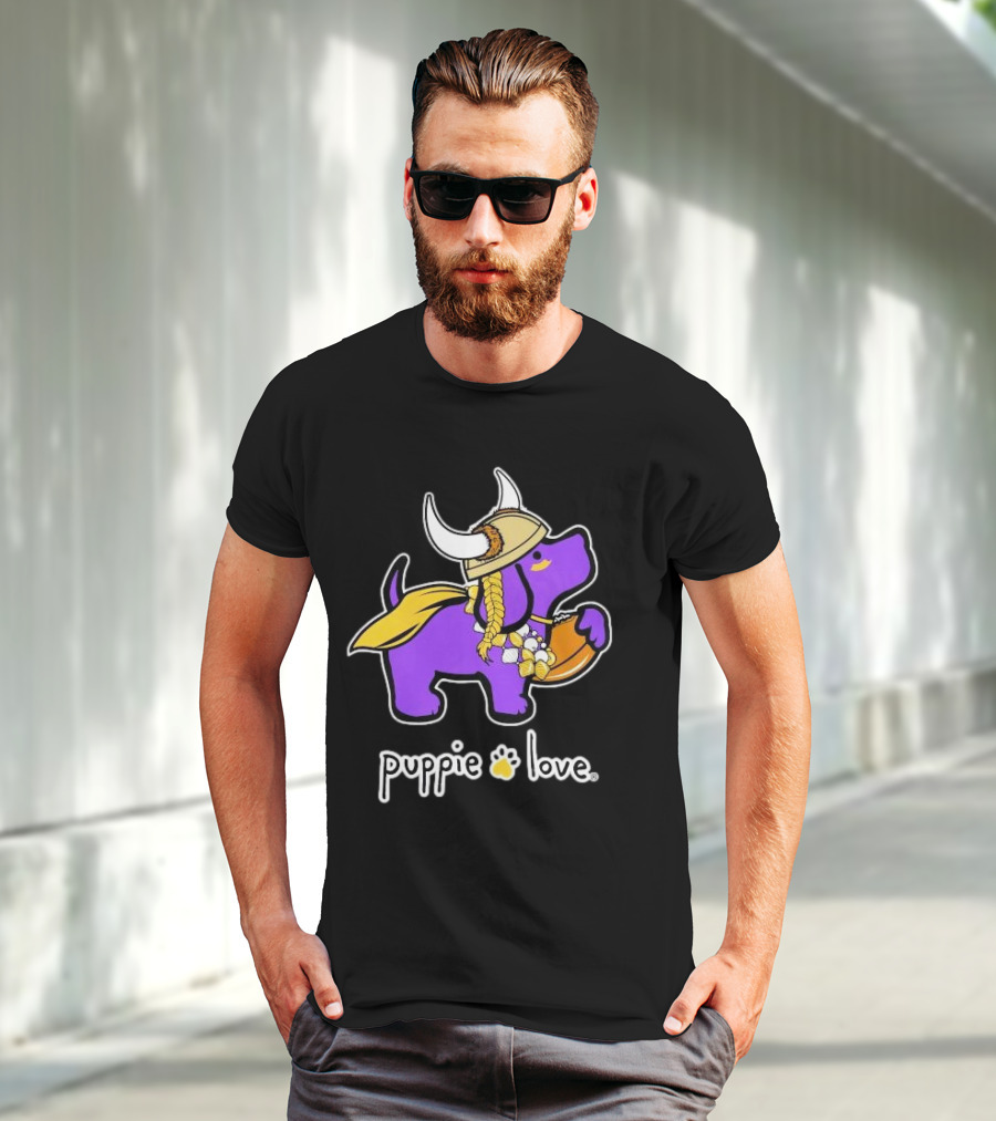 Puppie Love Purple And Gold Viking Pup Minnesota Vikings T-Shirt
