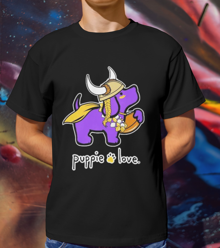 Puppie Love Purple And Gold Viking Pup Minnesota Vikings T-Shirt