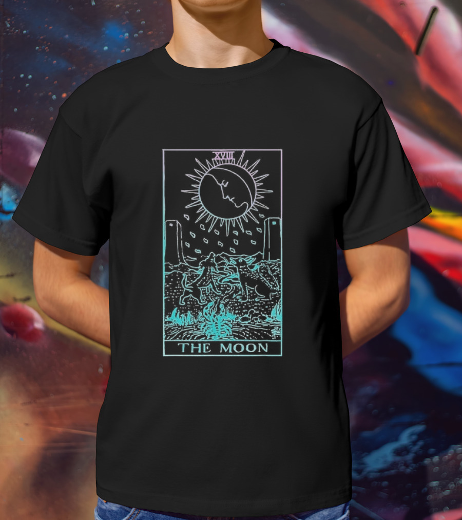 The Moon Tarot Card Waite Witchy Creepy Cool XVIII T-Shirt