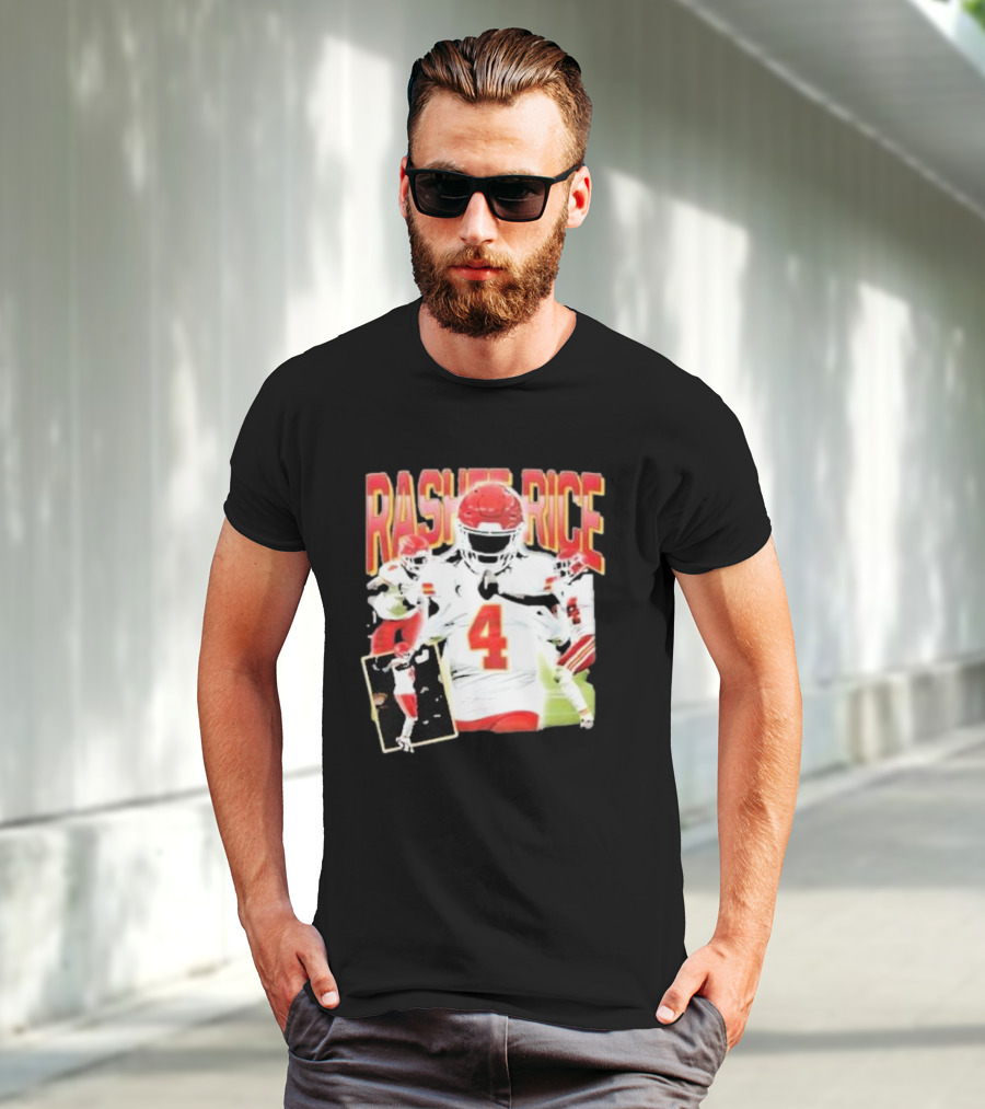 Rashee Rice Football Action 4 Red And White Uniform T-Shirt