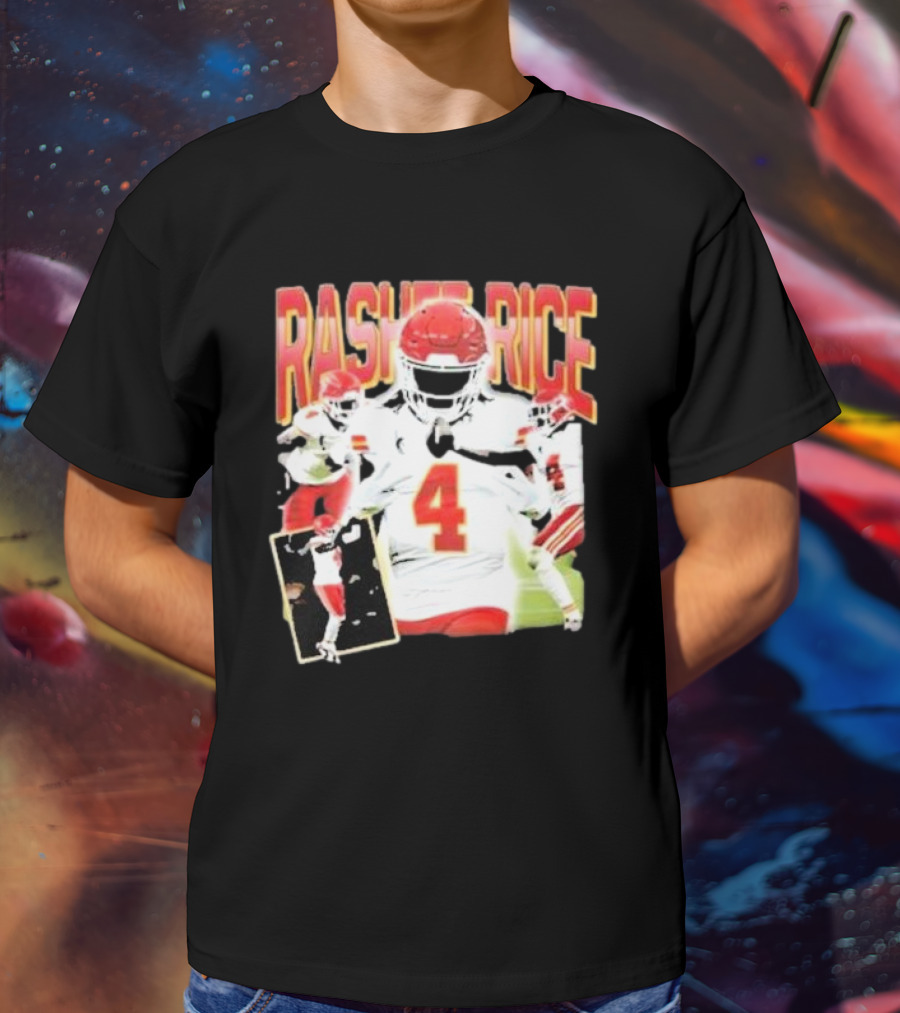 Rashee Rice Football Action 4 Red And White Uniform T-Shirt