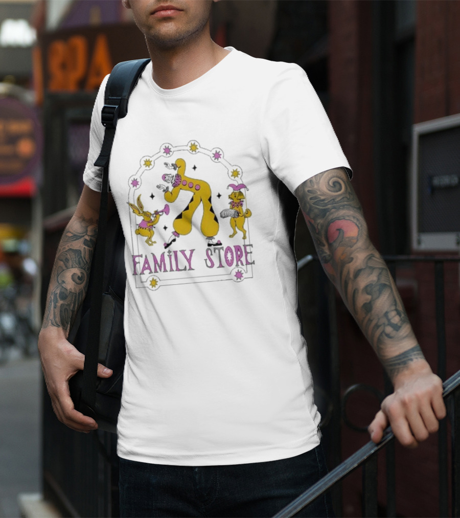 FS X Maddie Fischer Family Store Clown Arch With Rabbit And Dog Characters T-Shirt