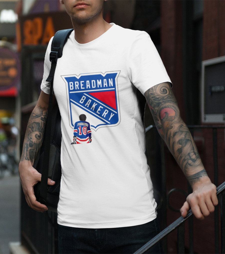 Breadman Bakery Artemi Panarin 10 True Blue New York Rangers Fan T-Shirt
