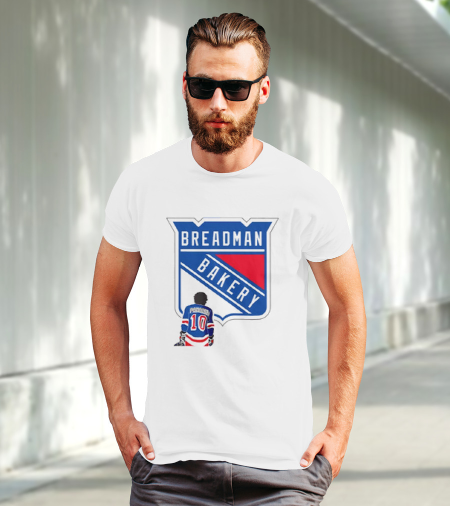 Breadman Bakery Artemi Panarin 10 True Blue New York Rangers Fan T-Shirt