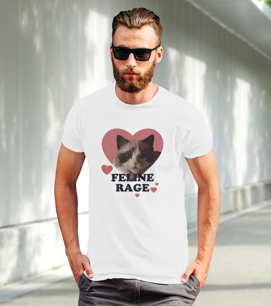 Feline Rage Heart Love Cat T-Shirt