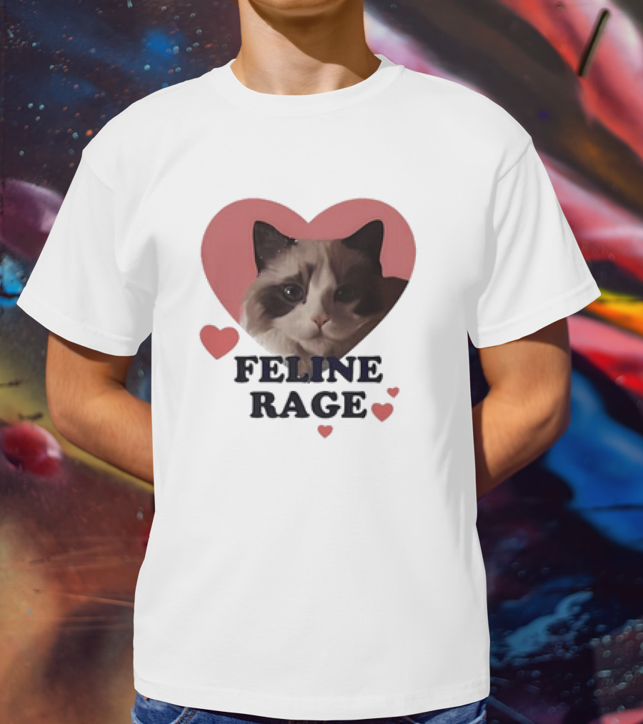 Feline Rage Heart Love Cat T-Shirt