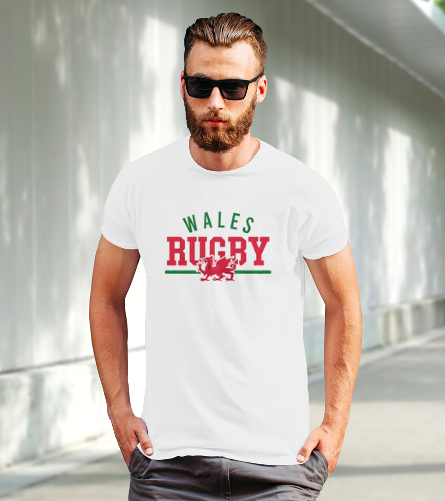 Wales Rugby Red Dragon Wordmark Supersoft T-Shirt