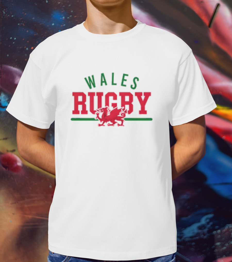Wales Rugby Red Dragon Wordmark Supersoft T-Shirt