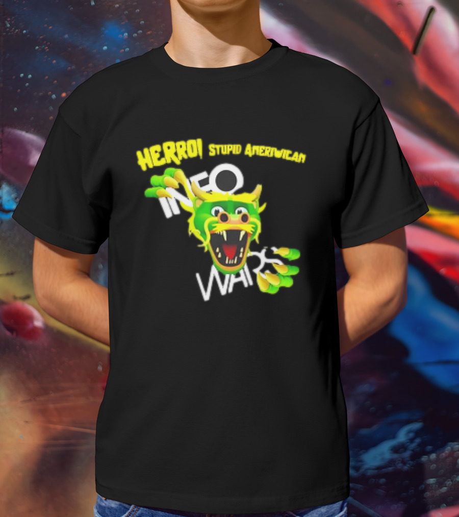 HERROI Stupid American INFO WARS Dragon Face T-Shirt