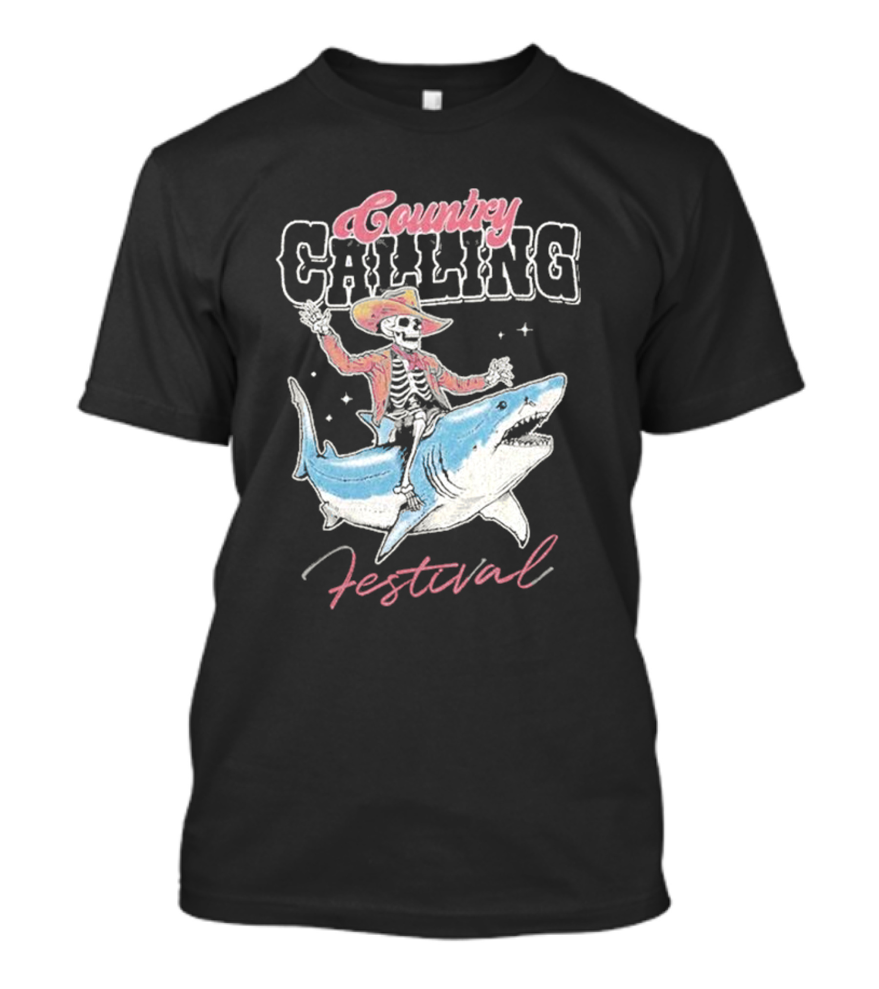 Country Calling Festival Cowboy Shark Skeleton T-Shirt
