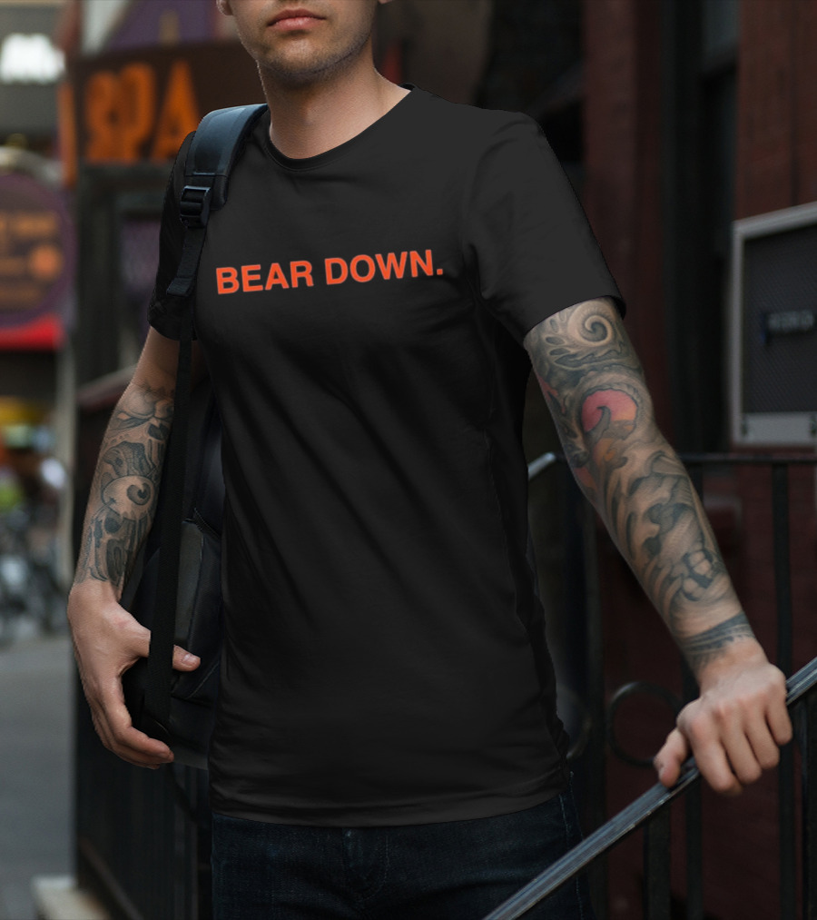 Obvious Bear Down Chicago Bears Orange Text T-Shirt