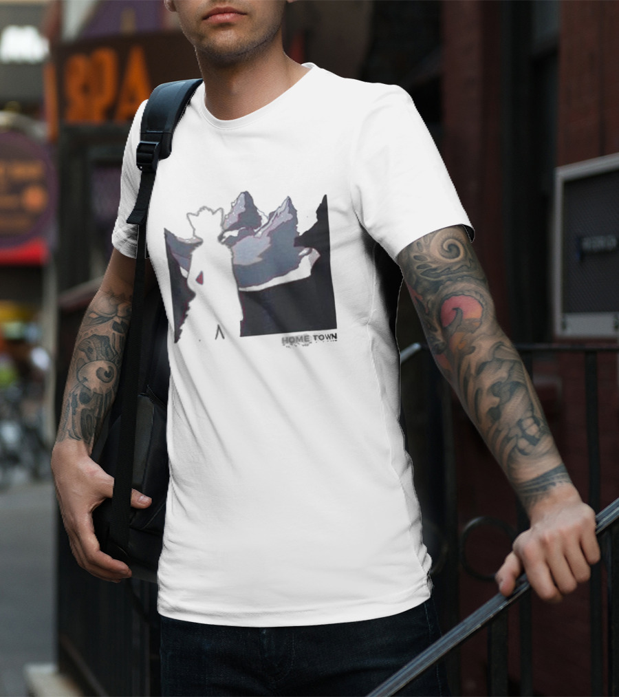 The Fox Nest Store Home Town Silhouette With Mountains Background T-Shirt