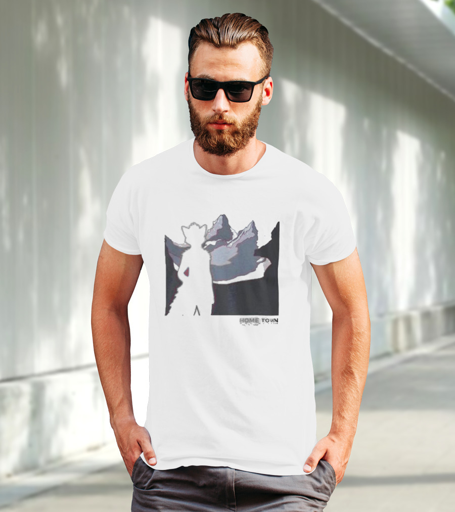 The Fox Nest Store Home Town Silhouette With Mountains Background T-Shirt