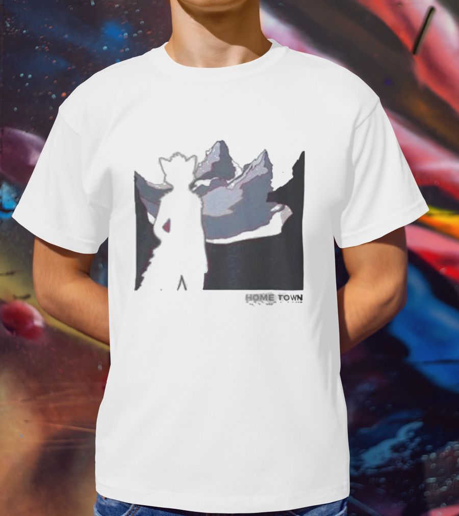 The Fox Nest Store Home Town Silhouette With Mountains Background T-Shirt