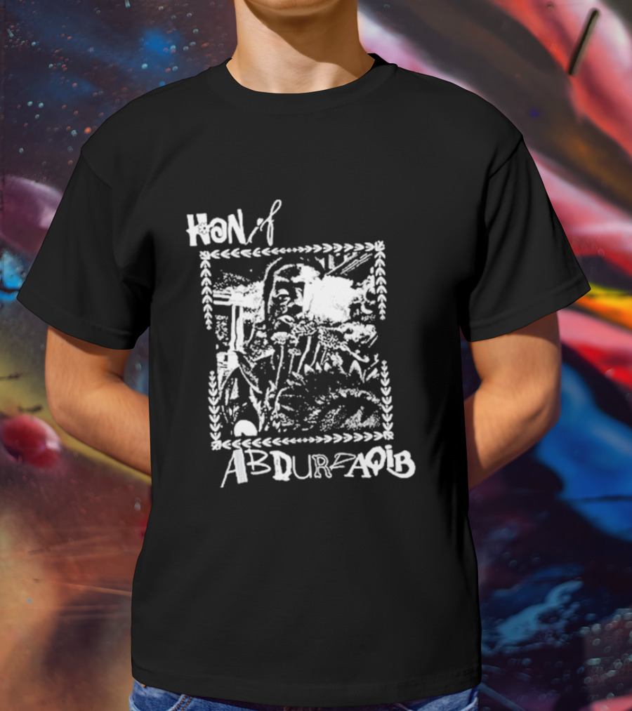 Hanif Abdurraqib Vibrant Monochrome Portrait With Ornamental Border T-Shirt
