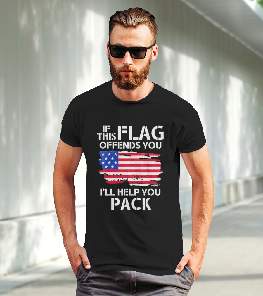 If This Flag Offends You I’ll Help You Pack American Flag T-Shirt