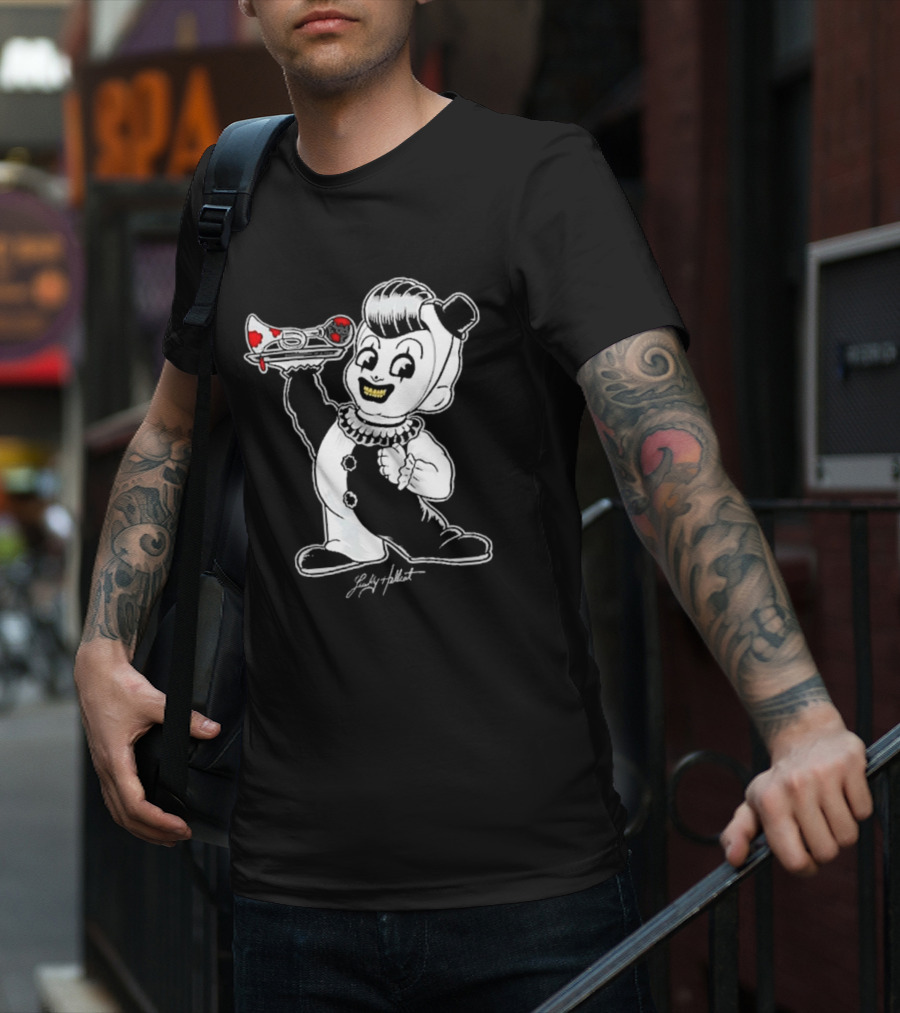 Lucky Hellcat Big Boy Creepy Clown With Chainsaw T-Shirt