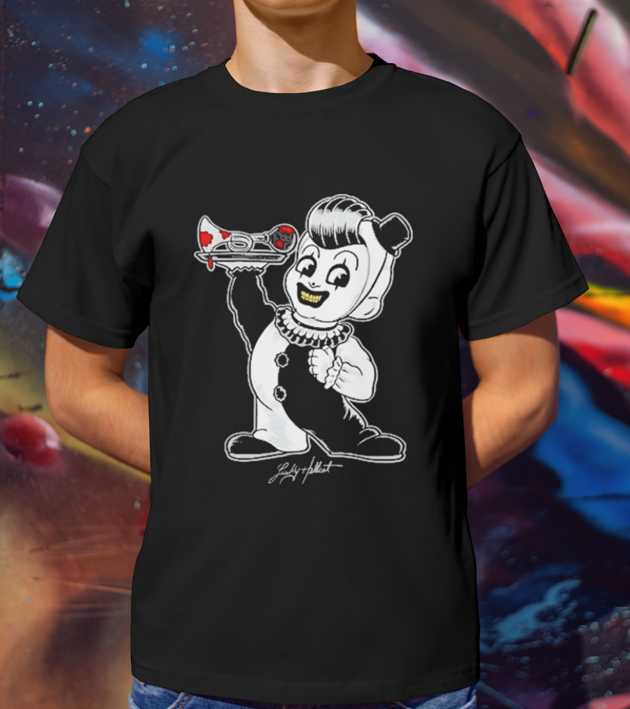 Lucky Hellcat Big Boy Creepy Clown With Chainsaw T-Shirt