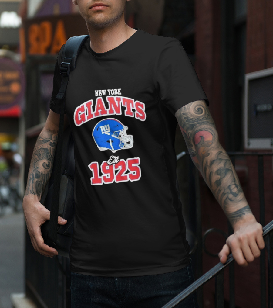 New York Giants Est 1925 Blue Helmet Aleali May Collaboration T-Shirt