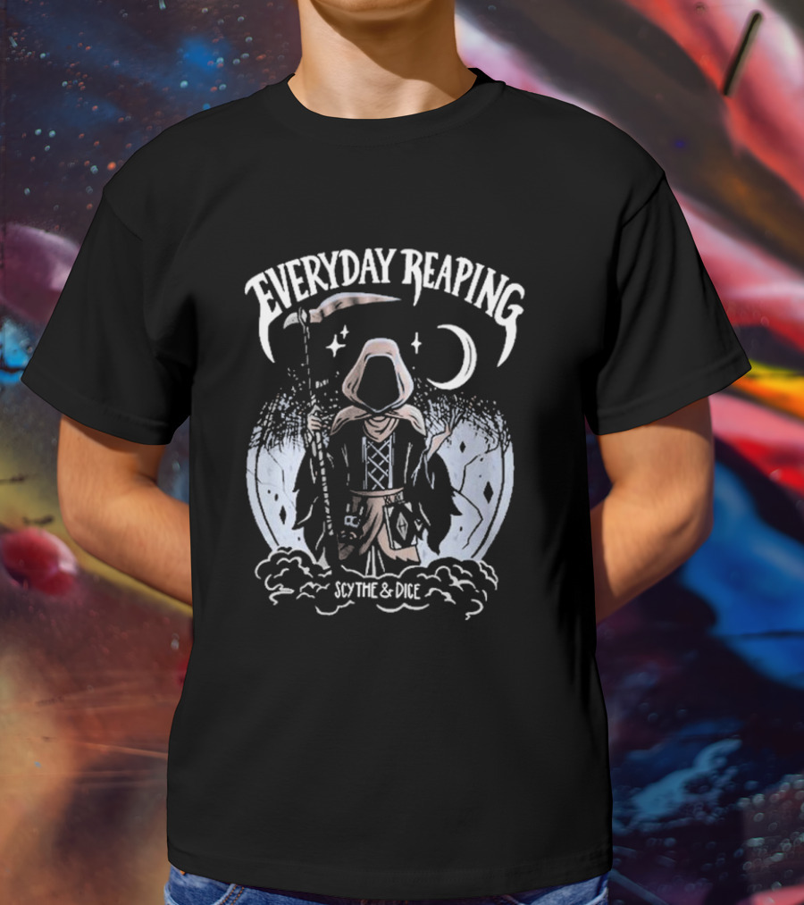 Everyday Reaping Scythe And Dice Moon Cloak T-Shirt