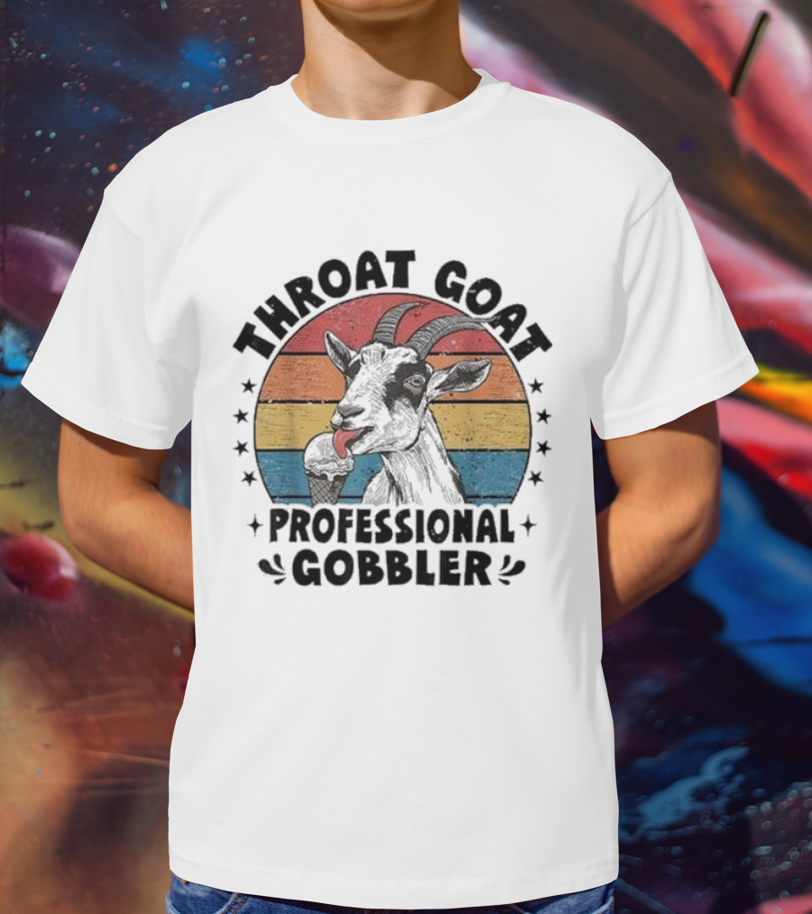 Throat Goat Professional Gobbler Retro Vintage Goat Eating Ice Cream T-Shirt