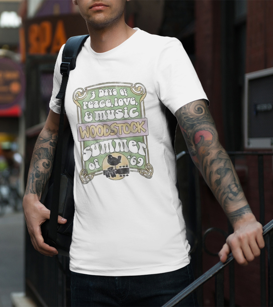 Woodstock 3 Days Of Peace Love And Music Summer Of 69 T-Shirt