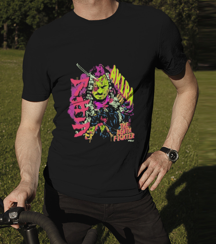 Akira Zombie Samurai Death Fighter In Neon Colors T-Shirt