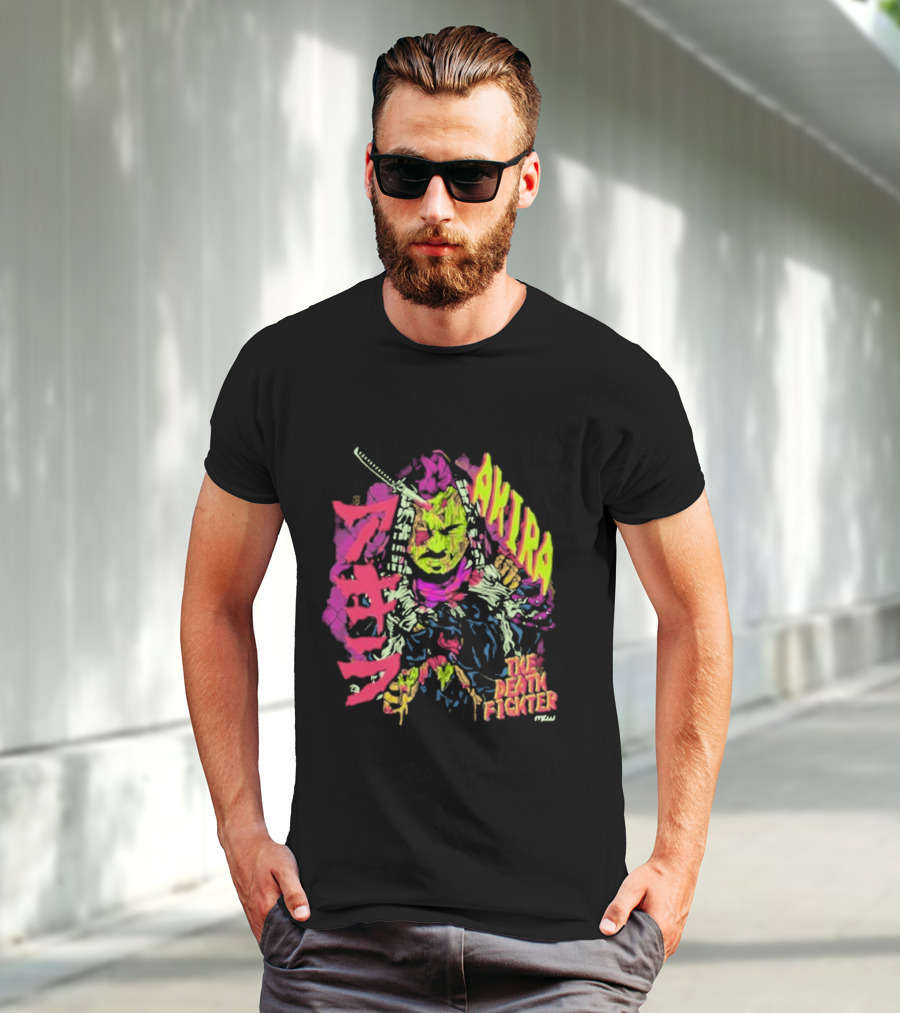 Akira Zombie Samurai Death Fighter In Neon Colors T-Shirt