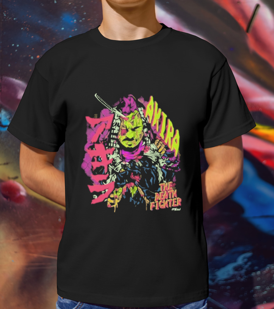 Akira Zombie Samurai Death Fighter In Neon Colors T-Shirt